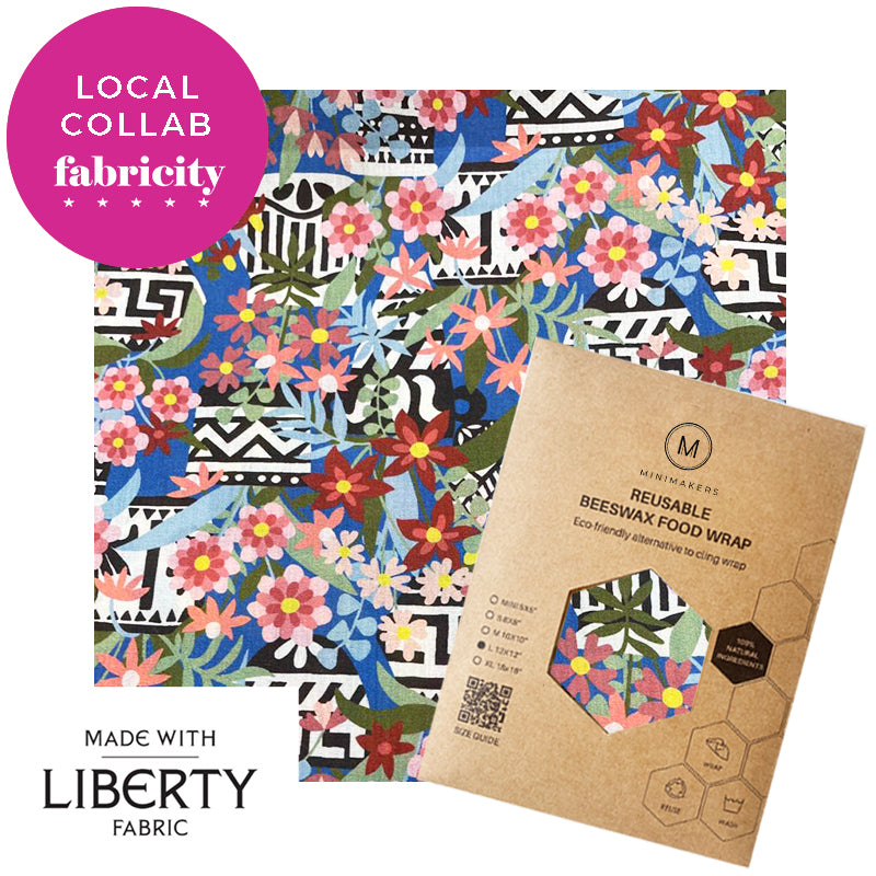 antonia liberty print in tana lawn cotton beeswax wraps by fabricity.sg in collaboration with minimakers singapore