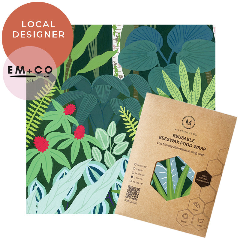 singapore botanic gardens print in premium cotton beeswax wraps by em+co art in collaboration with minimakers (local designer) singapore