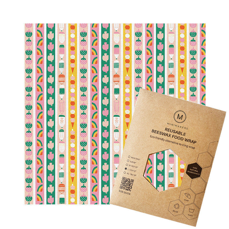 washi print in premium cotton beeswax wraps by minimakers singapore