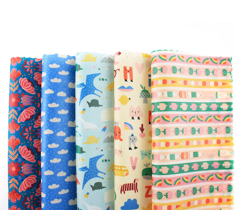 Assorted minimakers designer beeswax wraps in cloud dino alphabet washi print new arrivals