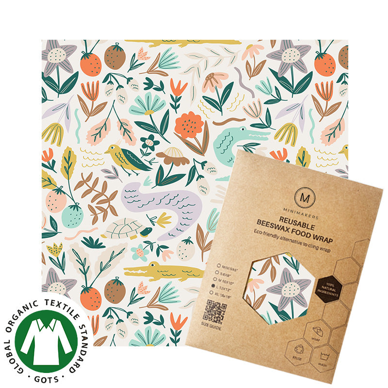aesops fables print in organic cotton beeswax wraps by minimakers singapore