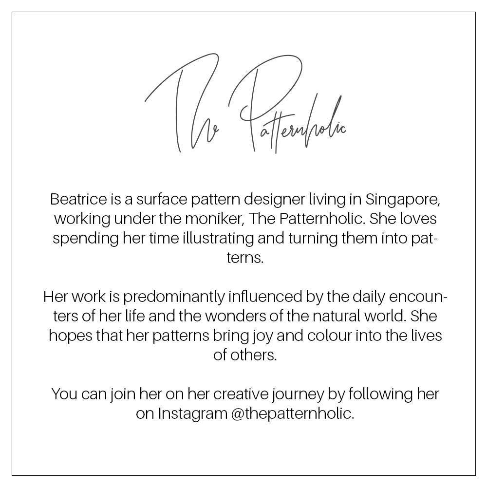 The Patternholic bio for beeswax wrap collaboration project with Minimakers