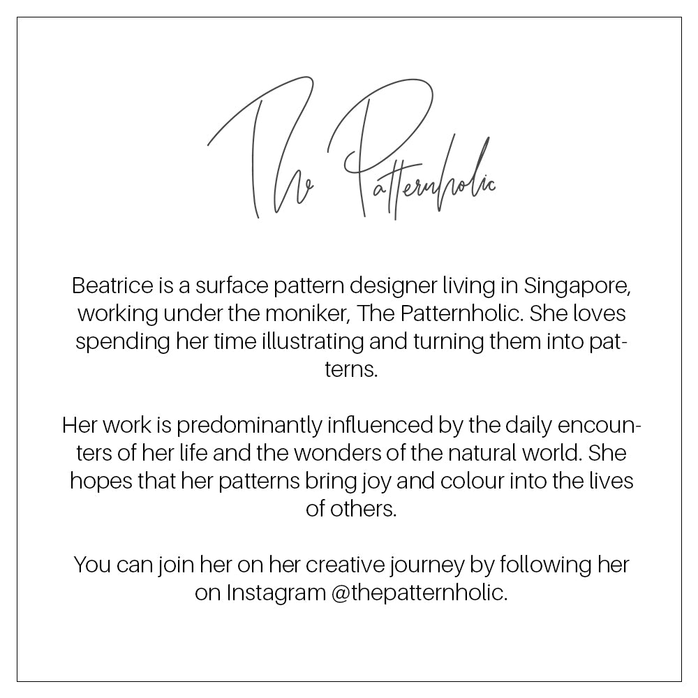 The Patternholic artist bio for beeswax wrap collaboration project with Minimakers