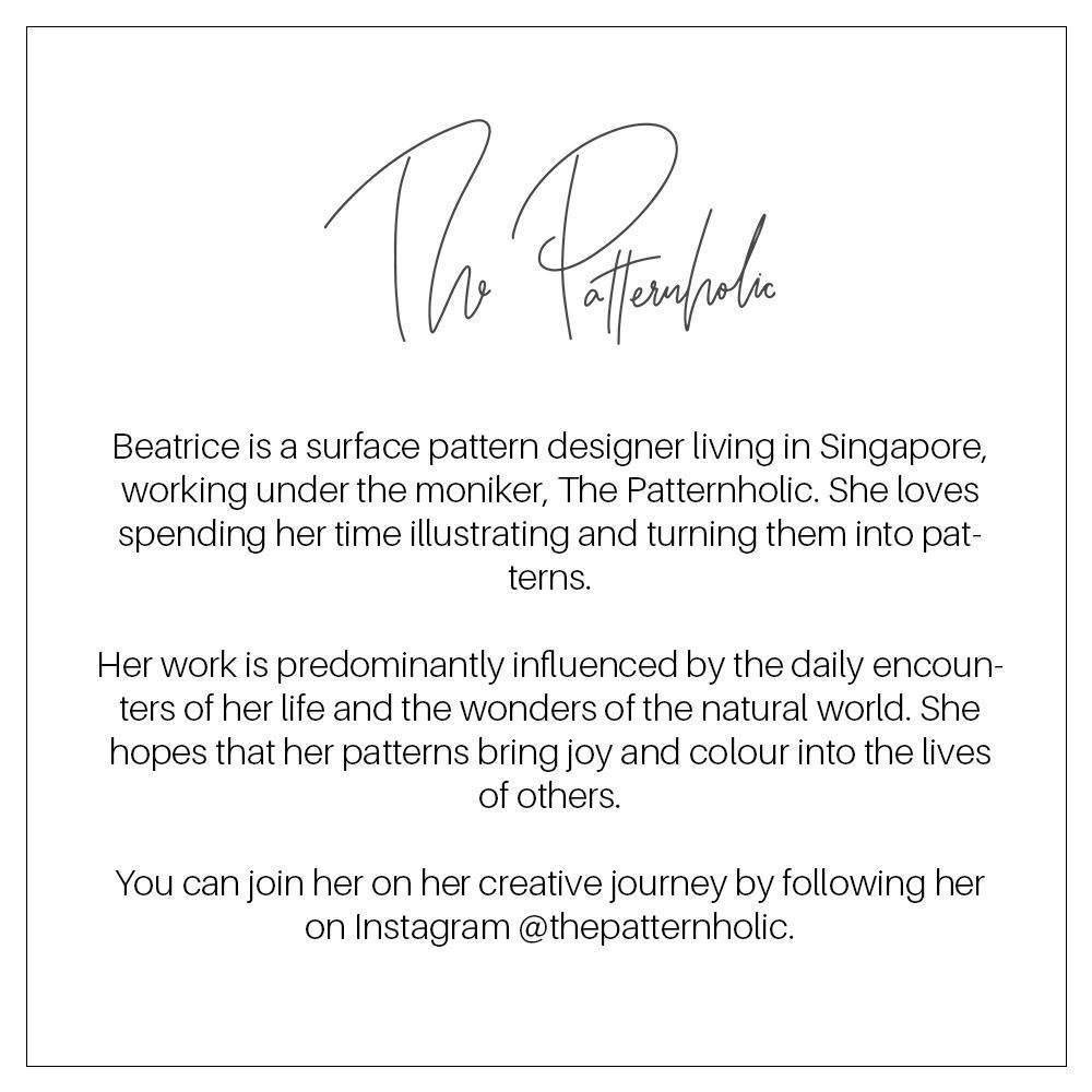 The Patternholic bio for beeswax wrap collaboration project with Minimakers