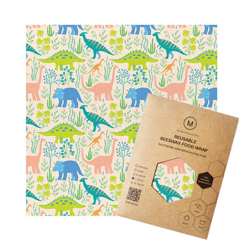 herbivore print in premium cotton beeswax wraps by minimakers singapore