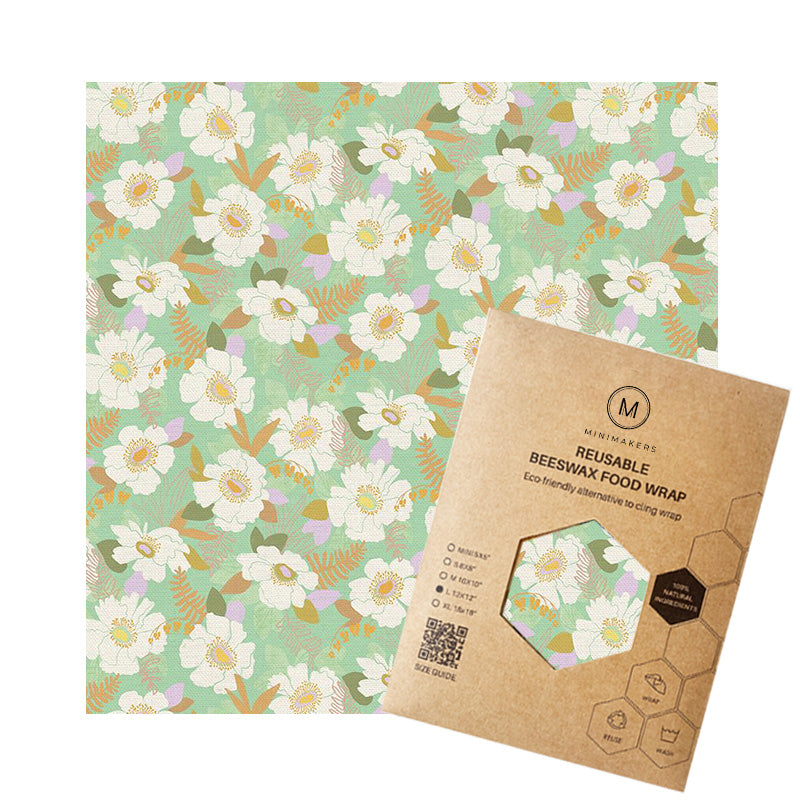 lilac and cream print in premium cotton beeswax wraps by minimakers singapore