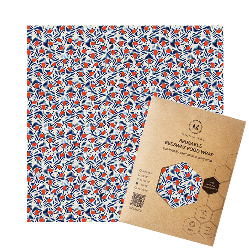peacock print in premium cotton beeswax wraps by minimakers singapore