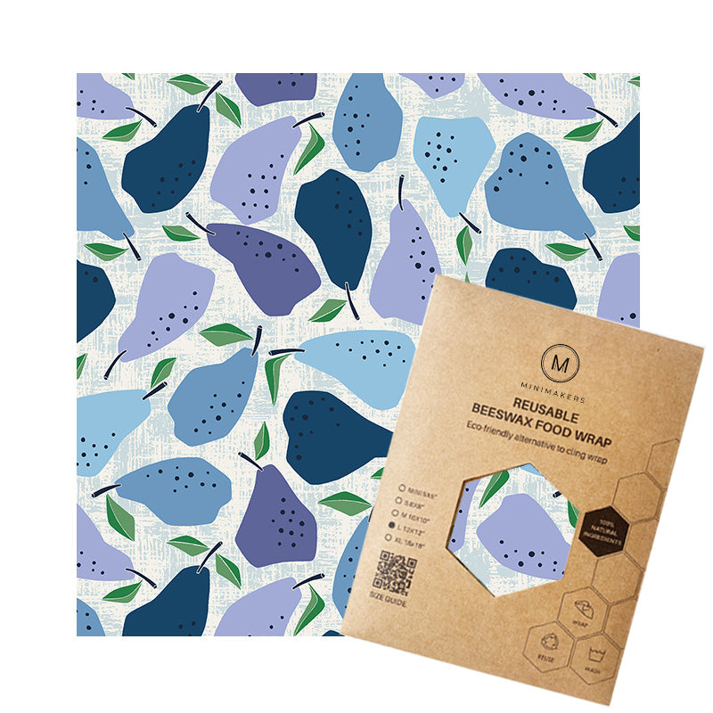 Pearfect print in premium cotton beeswax wraps by minimakers singapore