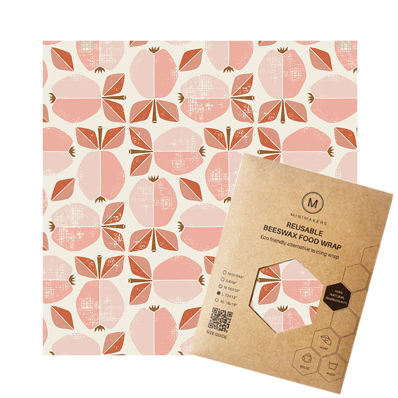 pink lady print in premium cotton beeswax wraps by minimakers singapore