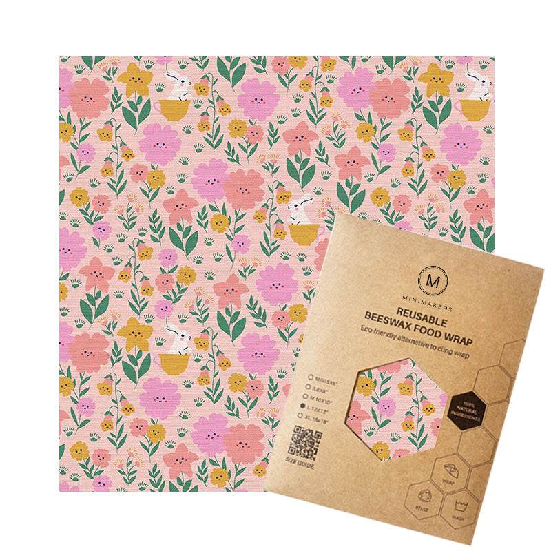wonderland print in premium cotton beeswax wraps by minimakers singapore
